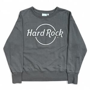 Hard Rock Cafe Women’s Charcoal Grey Glitter Logo Pullover Crewneck Sweater S
